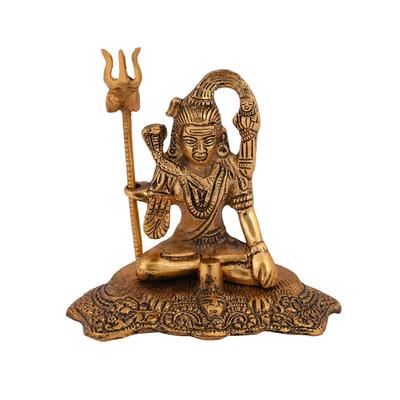 Soška boha Šivy pro domácí dekoraci - Pozlacená soška Šivy jako dekorativní předmět pro Mandir Pooja Chrámovou dekoraci & Dárky (Velikost 5 x 5 palců)