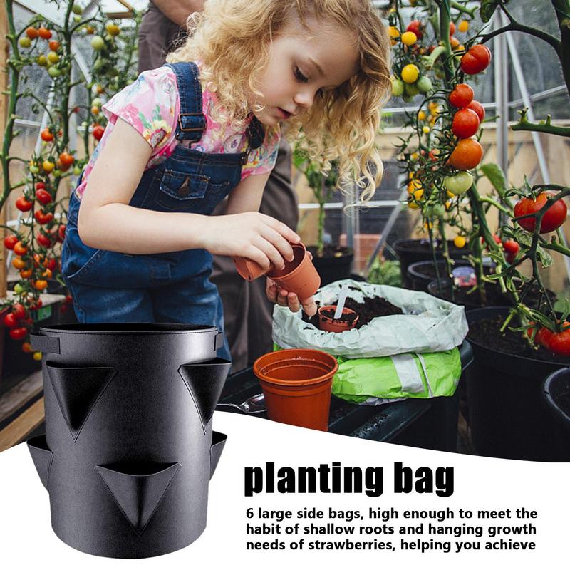 7Gallons Strawberry Planting Bag Grow Bag With 6 Side Grow Pocket Portable Tomato Planting Bags Strawberry Pots Planting Pots