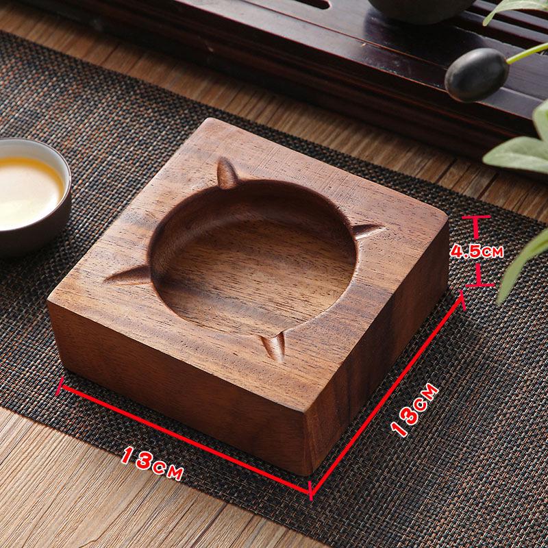 Luxury Wooden Walnut Ashtray with Storage - Ideal for Living Room & Hotel