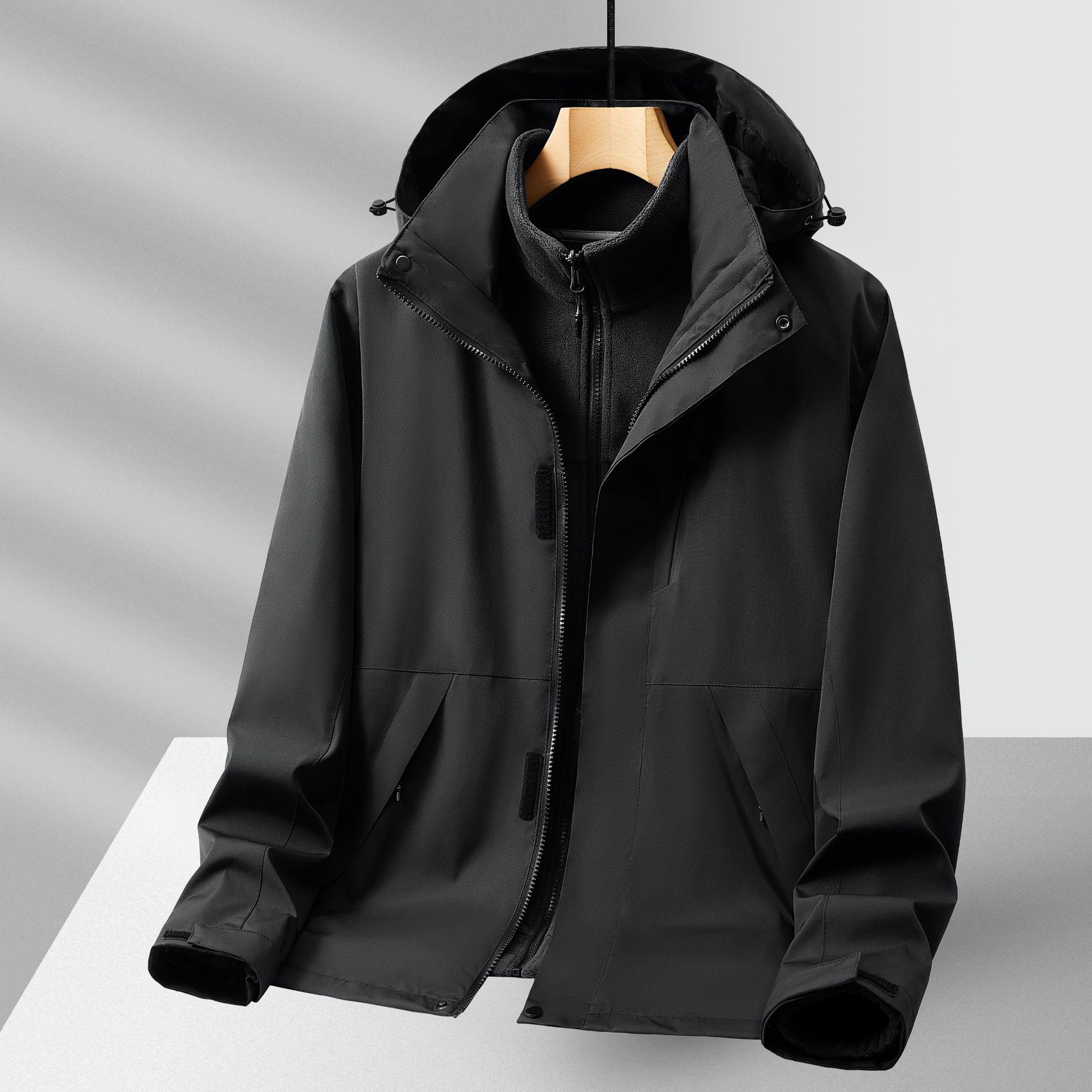 

Бархатная и Утолщенная Куртка-тройка из двух частей Осенне-зимняя куртка Куртка для альпинизма Уличная Съемная Большого размера 8XL