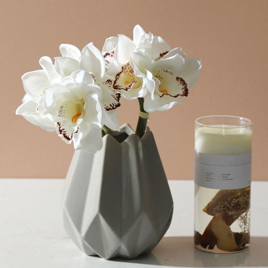 4 Bundles Artificial Phalaenopsis Flower Real Touch Large Fake Orchids Flowers Stem for Vase Home Wedding Party Decor