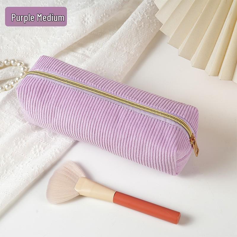 Korean Style Corduroy Pencil Case for Women, Large Capacity, High-Value Appearance, Versatile for Stationery or Makeup Brushes