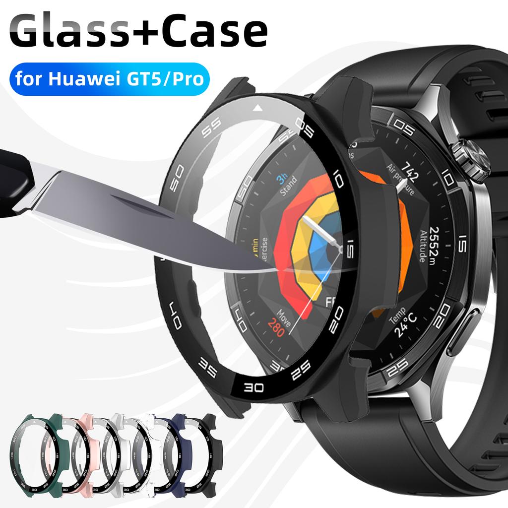 Pouzdro pro Huawei Watch GT 5/GT5 Pro 46mm Ochranné sklo na displej a Pevný PC Ochranný nárazník Kryt Huawei GT5 Příslušenství