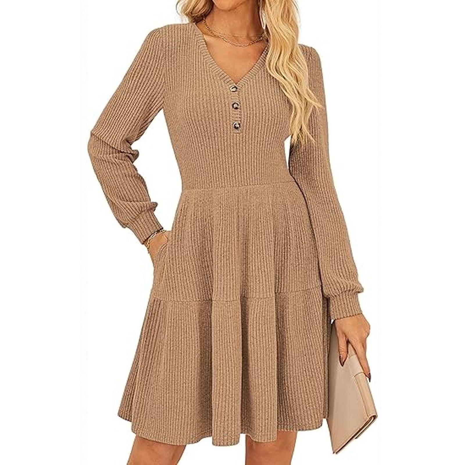 

Женское модное повседневное платье с длинным рукавом XL