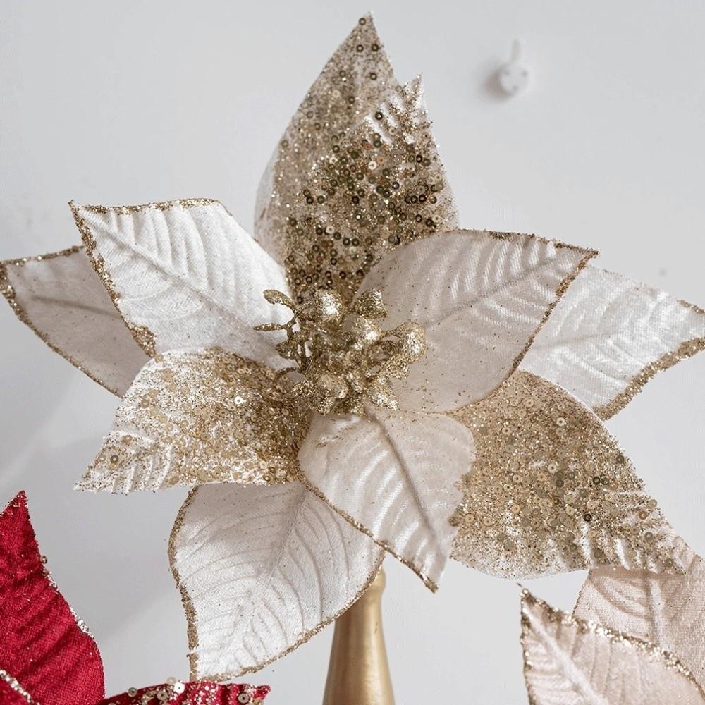 Decorative Flower Pick Artificial Poinsettia Poinsettia Tree Decoration  Christmas Tree Decorating