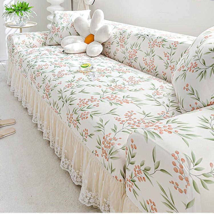 Summer Ice Silk Sofa Cover All Inclusive Universal Cover New Skirt Protective Cover Anti Cat Scratch Lazy Blanket 90-140cm)