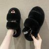 Women Fur Slippers Flats Casual Shoes 2025 Trend New Winter Open Toe Flip Flops Cozy Woman Warm Slides Slingback Zapatos