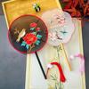 Vintage Doppelseitiger Fächer Blume Stickerei Handfächer Traditionelle Chinesische Kunst Handwerk Hanfu Tanzparty Zubehör Performance Requisiten