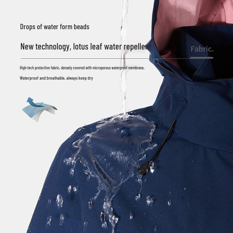 Women's Water-Repellent 3-in-1 Detachable Down Hooded Jacket - Autumn/Winter Mountaineering Top.