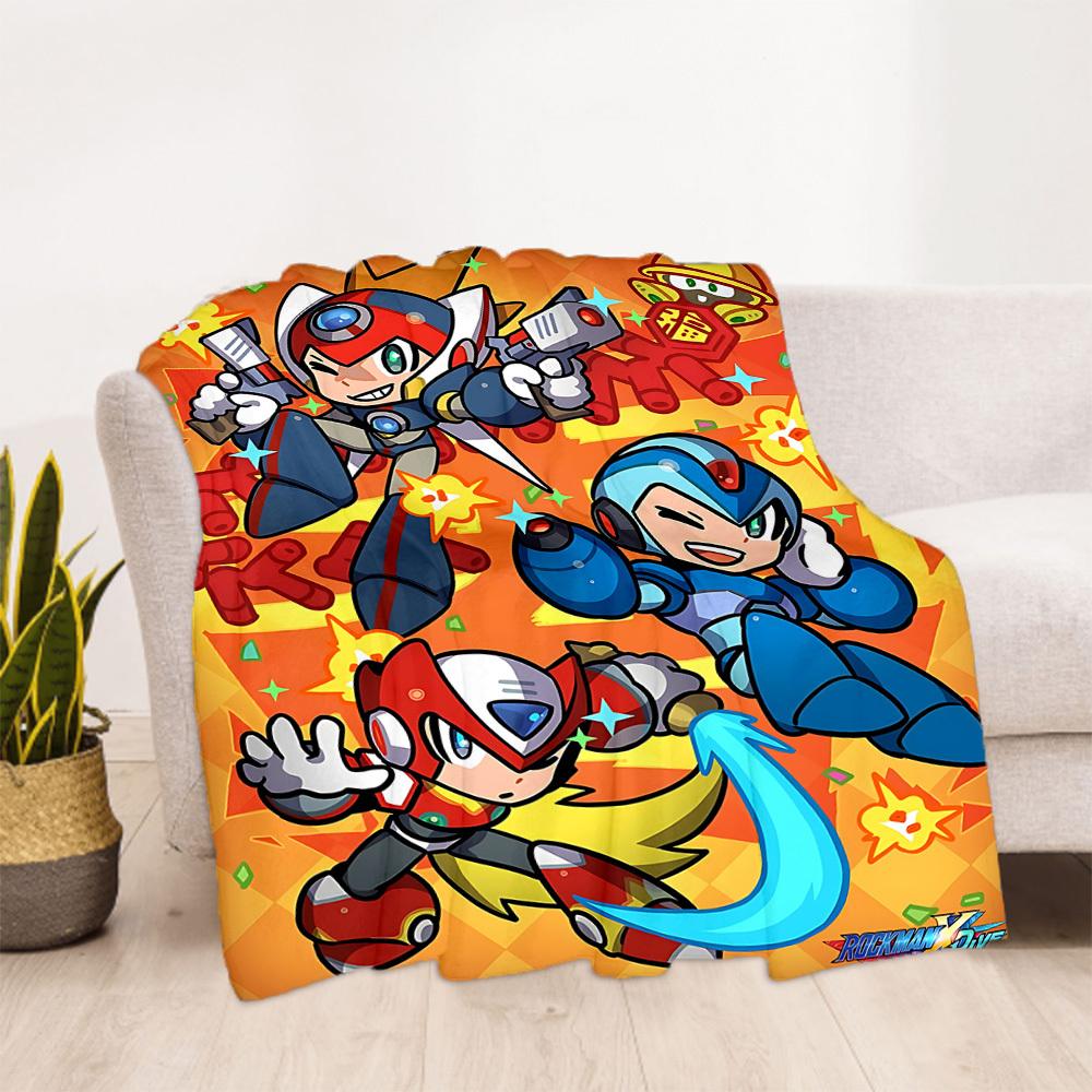 1pc Mega Man Dive All-Season Comfort, Outdoor Flannel Blanket - Soft, Warm & Cozy for Naps, Camping & Travel 020