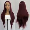 AIMEYA Burgundy Lace Front Wig Heat Resistant Synthetic Long Straight Wig for Black Women Natural Hairline Daily Used Cosplay