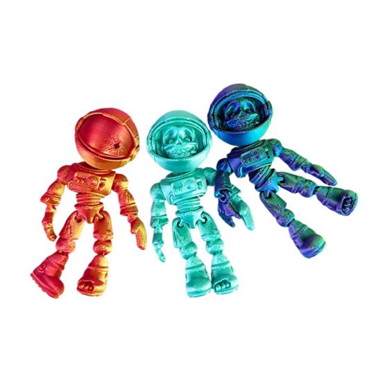 3D Printed Astronaut Skeleton Ornament Halloween Space Zombie Figurine Fidget Toy with Movable Joints Articulated Skeleton Model Decoration
