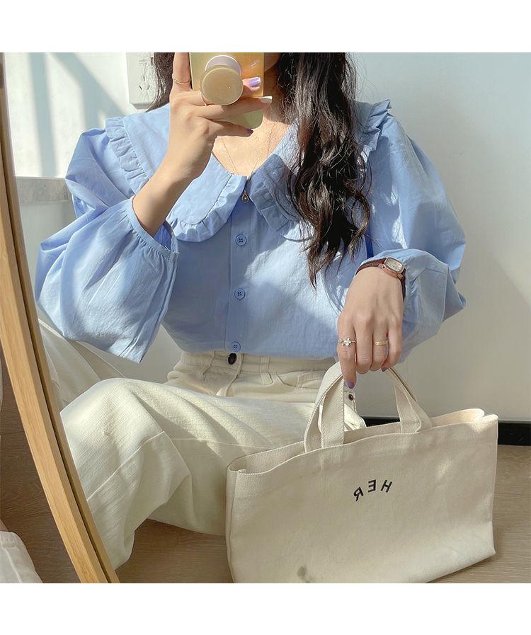 2024 Spring Fresh Doll Collar Loose Fit Long Sleeve Shirt for Women