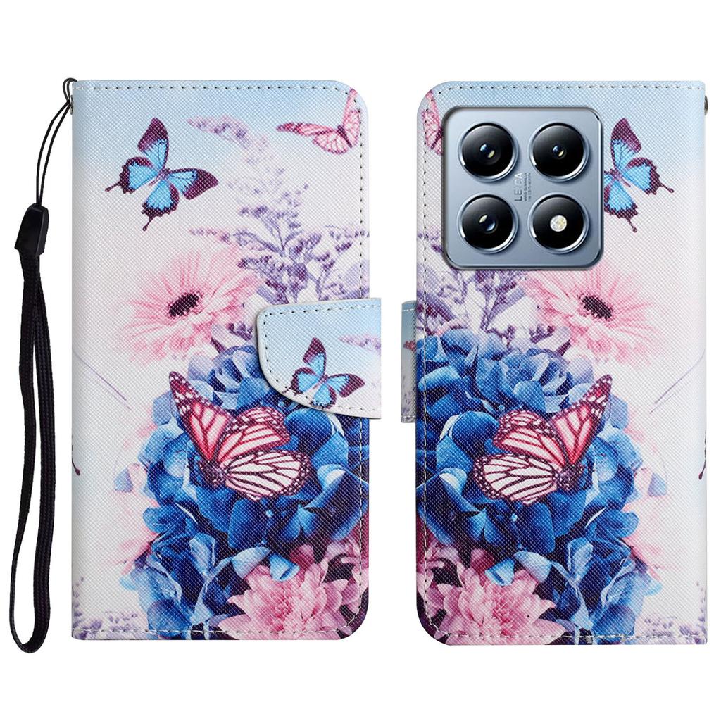 For Xiaomi 14T Case Pattern Printing Protective Leather Folio Phone Cover -  Chrysanthemum