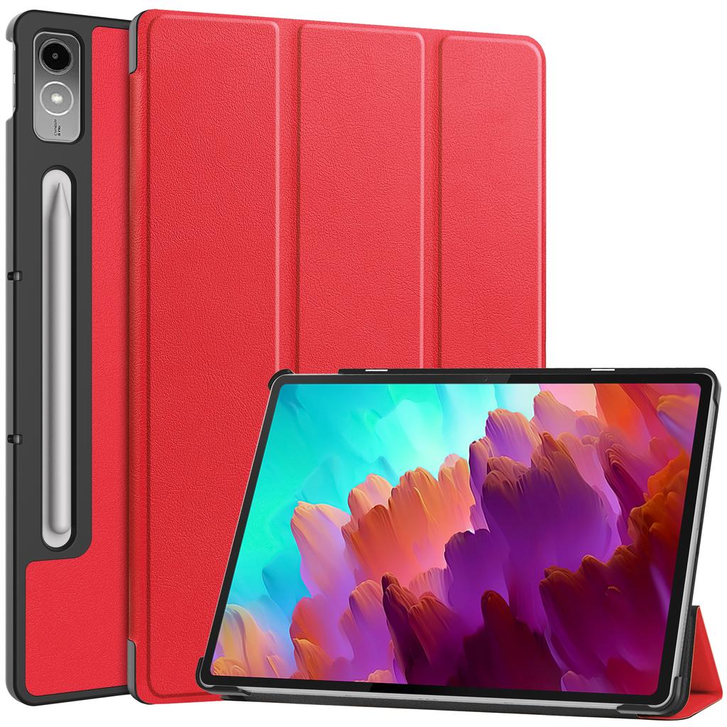 Custodia in pelle di vibrazione per Lenovo Tab P12 Xiaoxin Pad Pro 12.7 pollici 2023 TB-371FC Custodia ultra sottile in PU Tri-pieghevole custodia magnetica