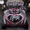 Gothic Love Heart Bedding Set Angel Wing Down Duvet Cover Queen King Double Duvet Cover Pillowcase 2/3 Gift Soft Bedroom Decoration