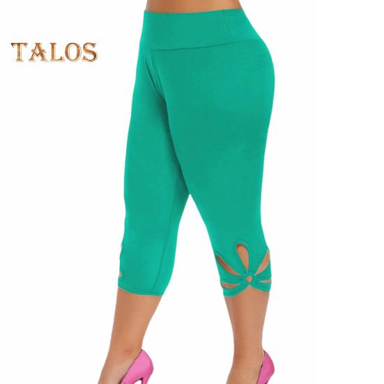 

Женские леггинсы, эластичные укороченные брюки со средней посадкой, однотонные брюки для йоги с высокой талией, облегающие леггинсы для йоги с манжетами-лепестками 4XL зелёный