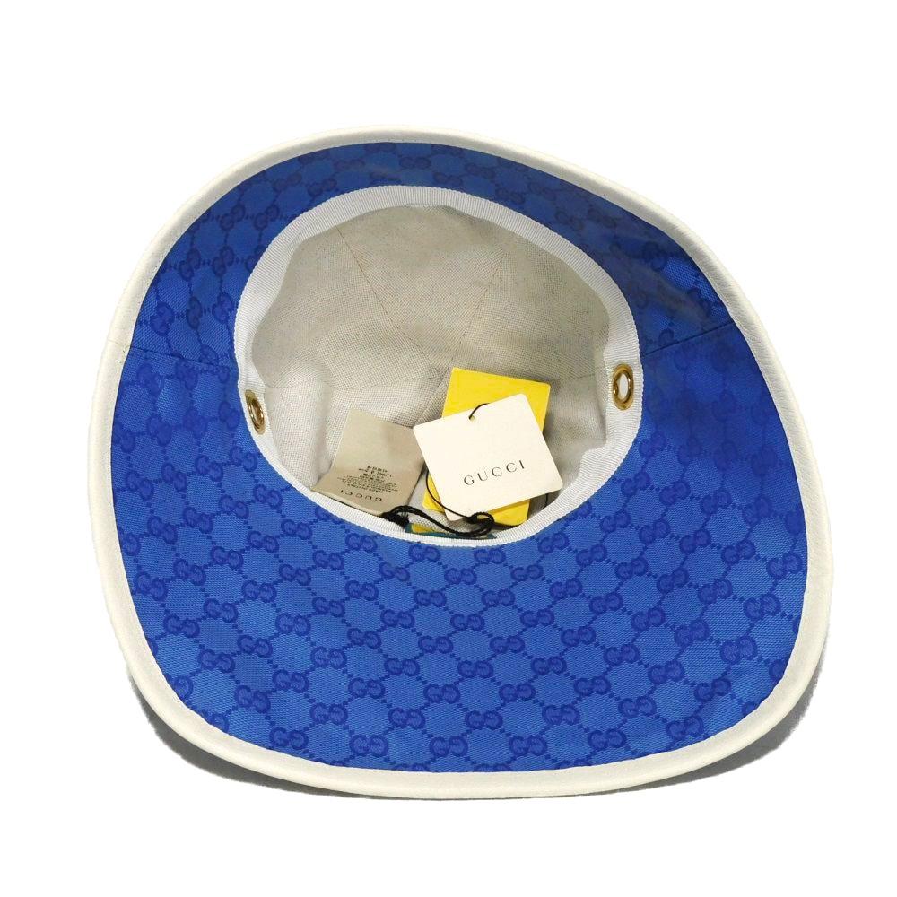 Used Adidas GG Crystal Bucket Hat 9539 724628 3HANY 4377 7919 Double G Trefoil Logo M 22.4" Blue Unisex from Japan