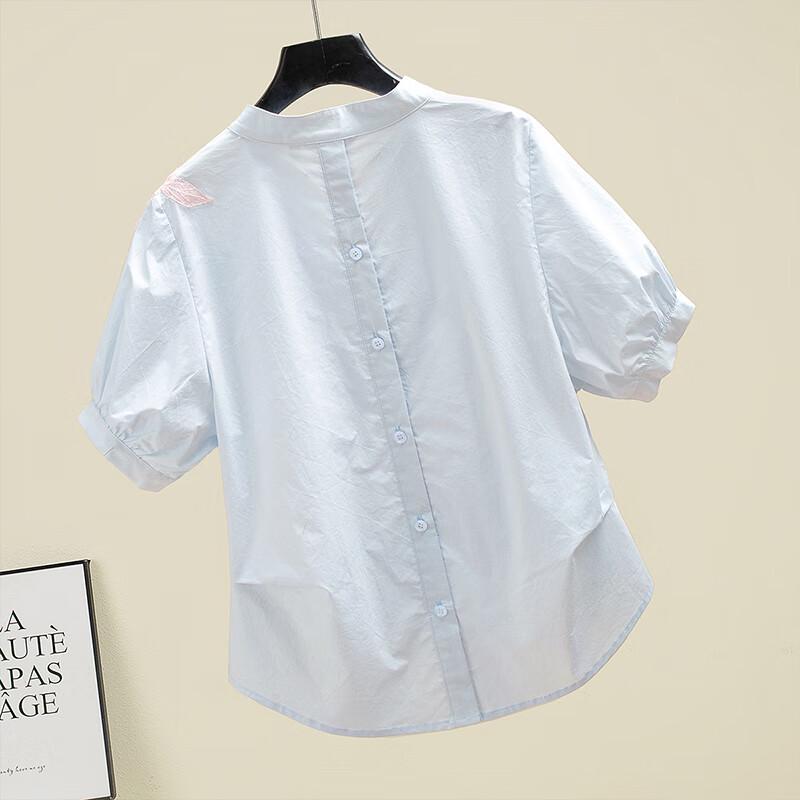 Women's Korean Style 3D Floral Short-Sleeve Blouse