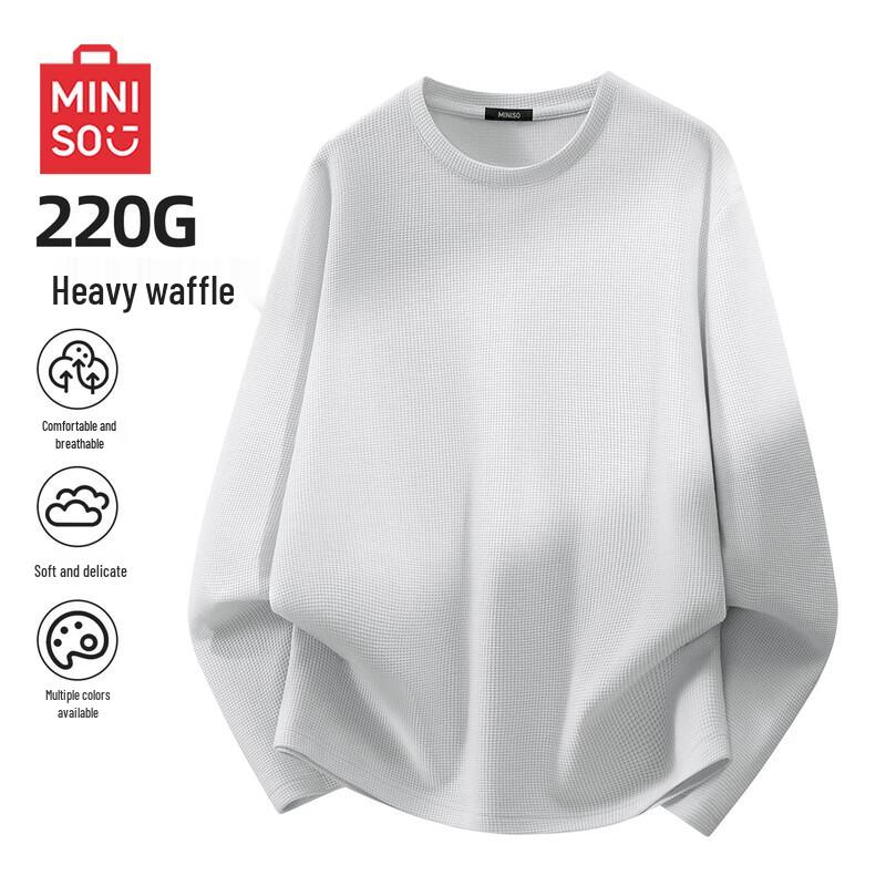 MINISO Men's Waffle Knit Long Sleeve T-Shirt