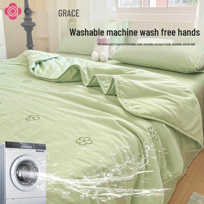 Jieliya Bestickte Gewaschene Baumwolle Sommerquilt-Set