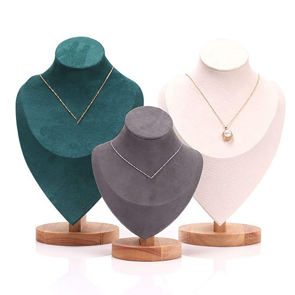Zamszowy Stojak Ekspozycyjny na Naszyjniki Drewniane Rekwizyty Ekspozycyjne na Szyję Wysokiej Jakości Stojak do Przechowywania Biżuterii Naszyjnik