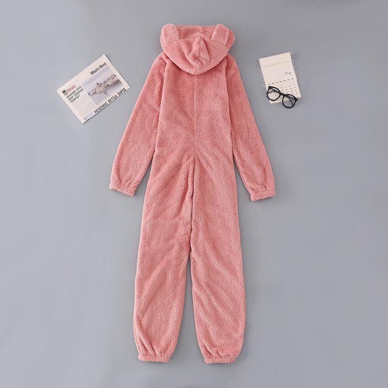 Salopetă cu glugă căptușită cu lână 2023: Pijamale de toamna/iarna de dama