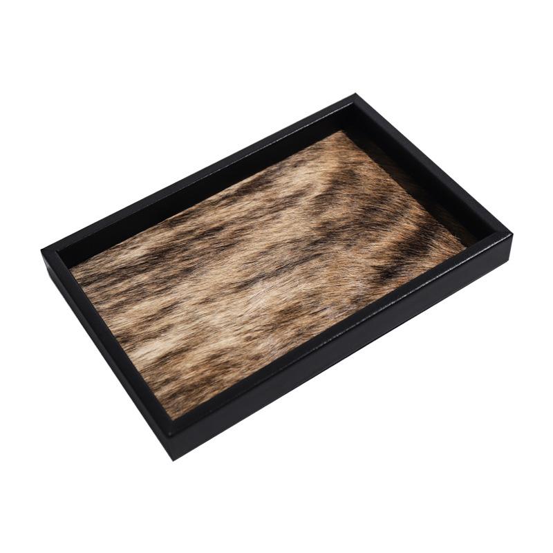 Natural Horsehair Trays Desktop Square Small Storage Tray Simple Home Ornament Plates Luxury Wooden Decoration Storage Plate
