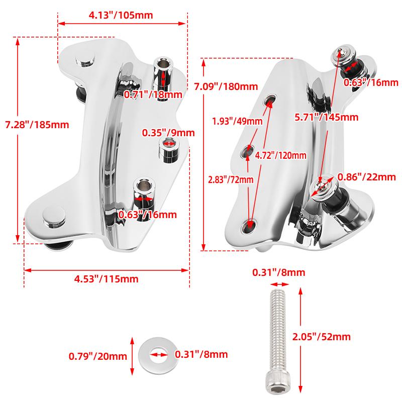 Motorcycle Chrome 4 Point Docking Hardware Kit For Harley Touring Road King Ultra Limited Road Glide Street Glide FLHT 2009-2013