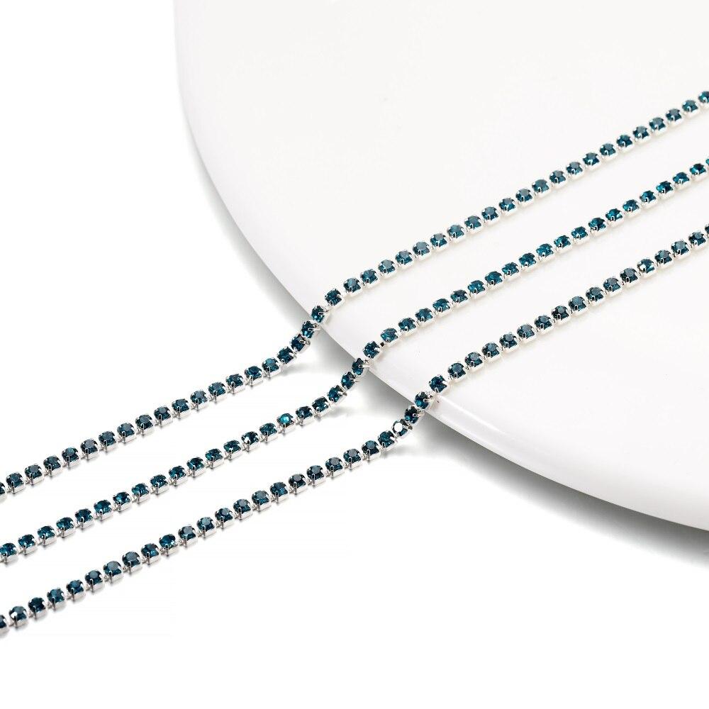 

1-метровий ланцюжок зі стразами, срібна основа, скляні стрази, барвисті оздоблювальні ланцюжки для чашок для намиста своїми руками, аксесуари для виготовлення прикрас