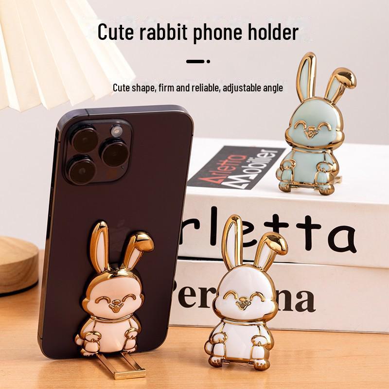 Držák na mobilní telefon s roztomilým králíkem - neviditelný skládací stojan pro podporu stolu