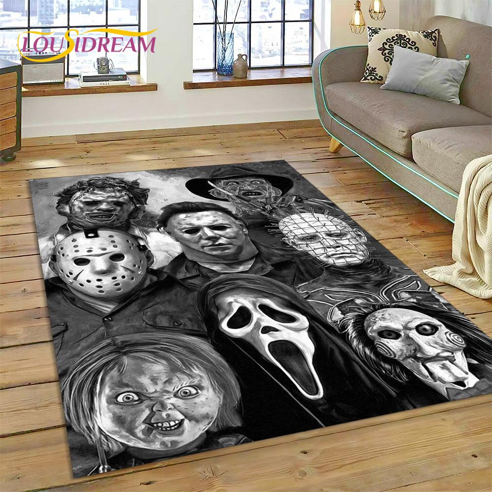 Postava z hororového filmu Chucky Pennywise Halloween Koberec do ložnice obývacího pokoje Dekorace na pohovku Doma Velká dekorativní podlahová rohož