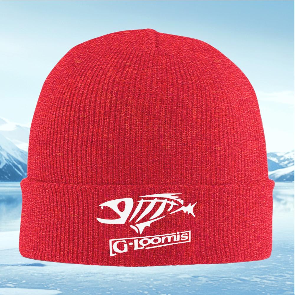 Fish skeleton logo Loomis brand white Men Women Unisex Knitted Hat Beanie Pullover Cap Winter Thermal Warm Christmas Outdoor Cyc