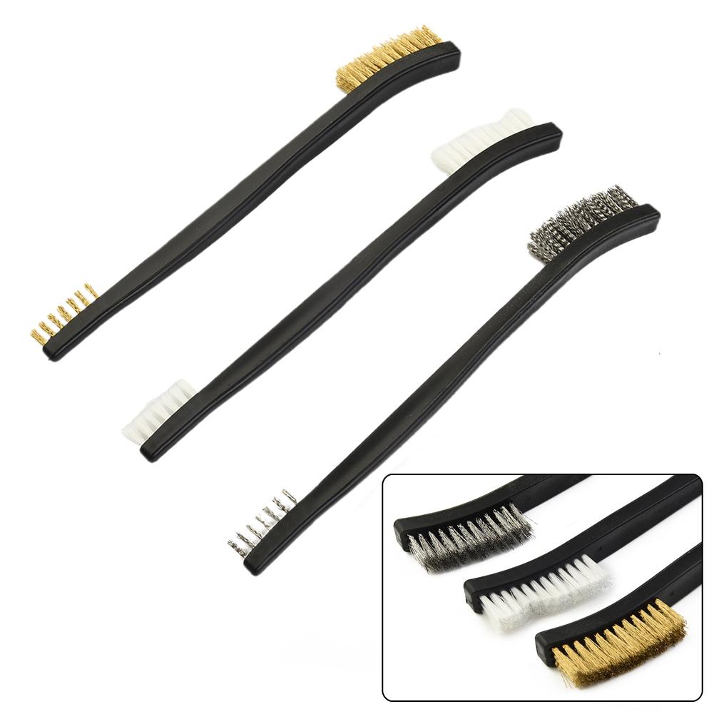 Wire Brushes Double Head Gold Plastic Stainless Steel
