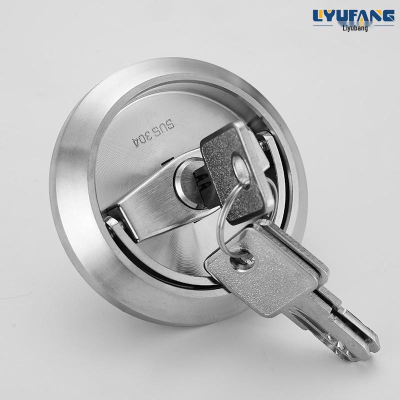 Stainless Steel Invisible Door Lock with Pull Ring, Single/Double-Sided Mounted Round Handle.