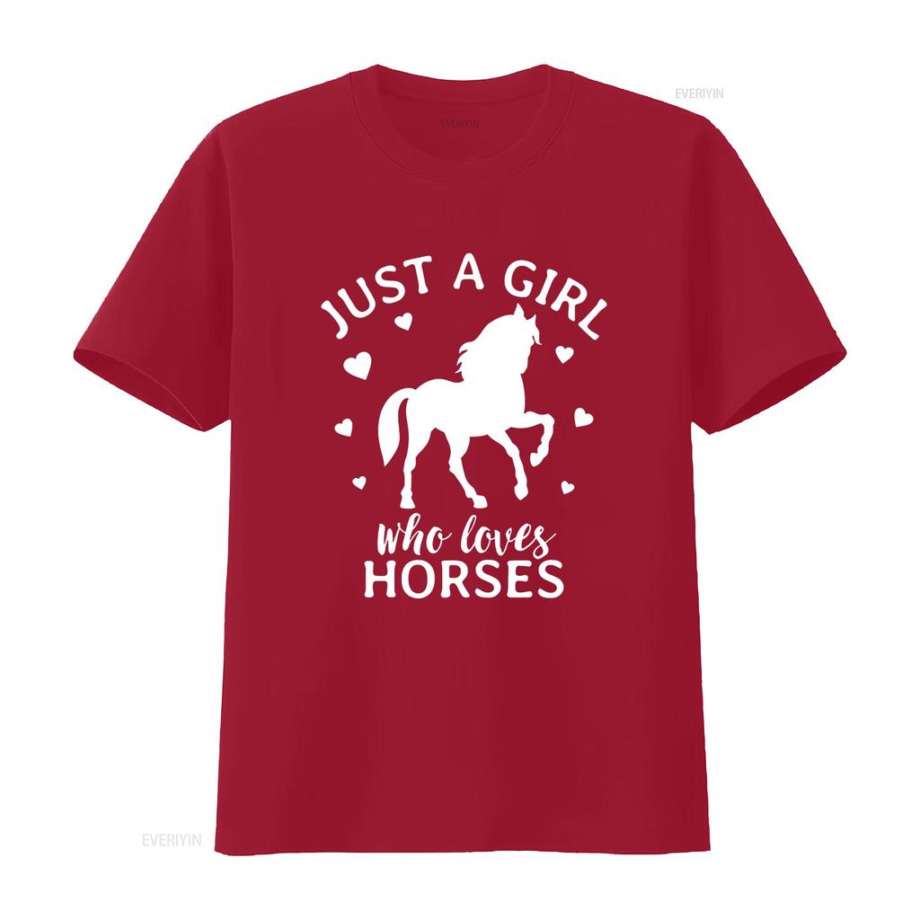 Just A Girl Who Loves Horses Cowgirl Horse Riding T Shirt vintage Washed homme graphic Casual Stylish Versatile streetwear Soft