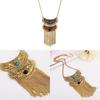 Vintage Boho Tassel Necklace Featuring Alloy Chain And Gemstone Accents For Fashion Lovers
