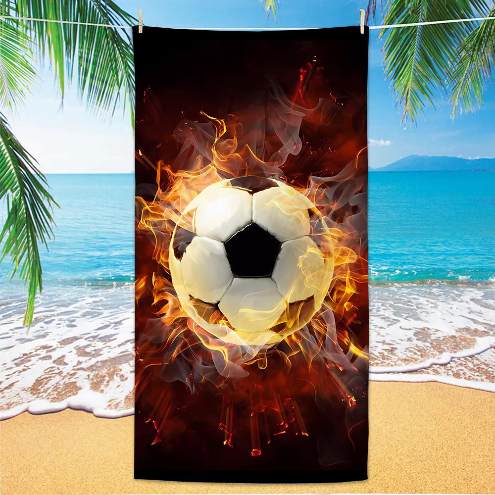 

New Football Beach Towel Soccer Themed Microfiber Bath Towel for Adults Seaside Quick Dry Towel W30*H60(CM)