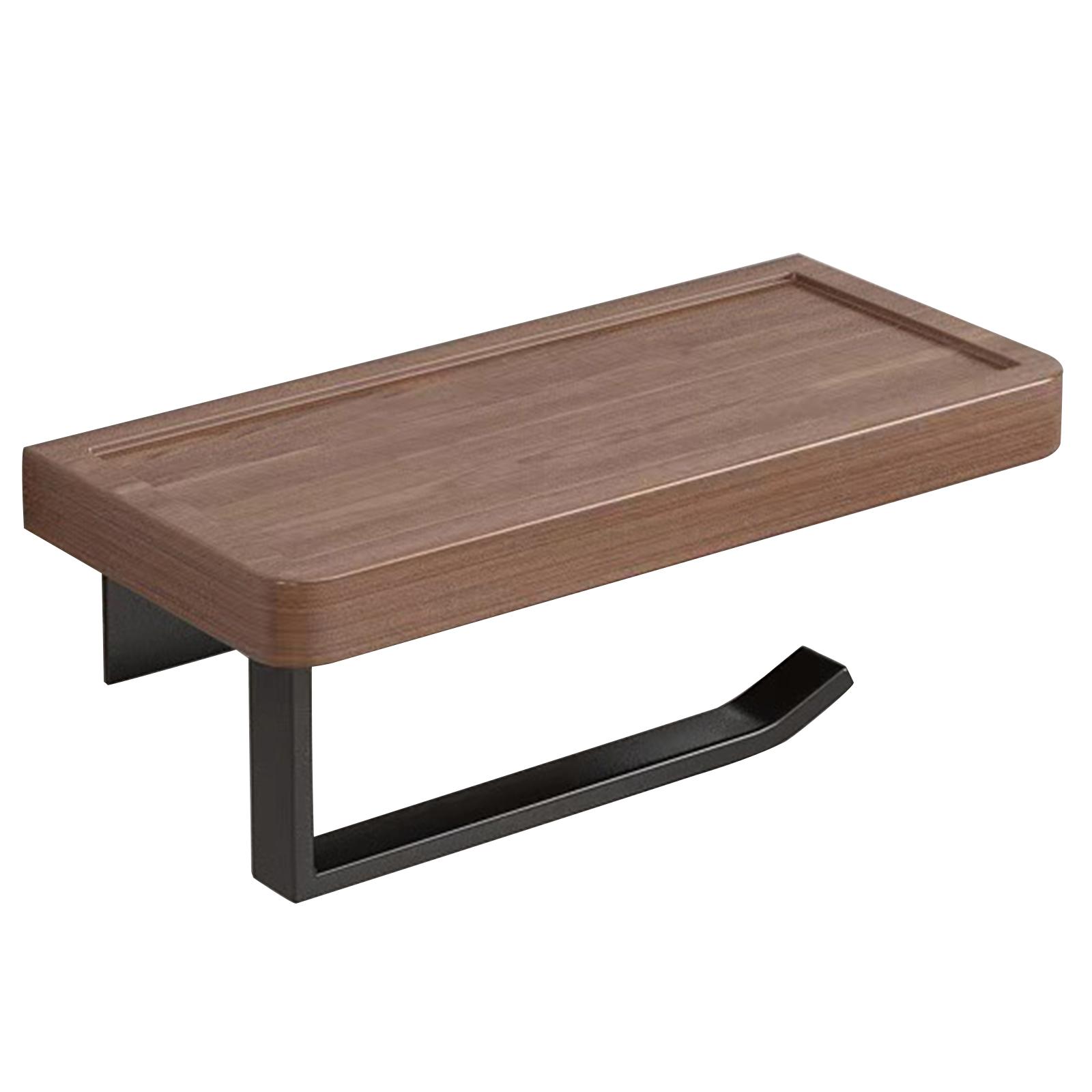 

Держатель для рулона туалетной бумаги с деревянным подносом, настенное крепление, полка для ванной комнаты, фермерский держатель для одного рулона салфеток, простая установка 2