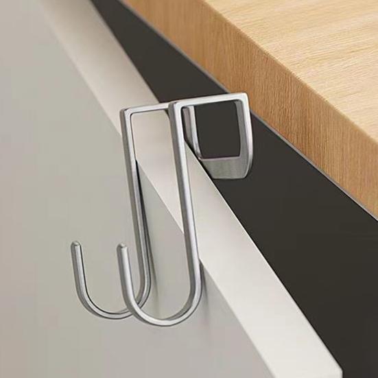 2/5Pcs Clothes Towel Hangers Over-Cabinet Hooks Strong Load-bearing Simple Installation Closet Wardrobe Door Hanging Hooks