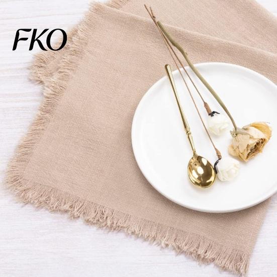 Natural Feel Napkins Boho Linen Napkin, 18 Inch Washable Fringed Fabric Rustic Farmhouse Style Napkin for Dining Table Home Wedding Bridal Shower Soft