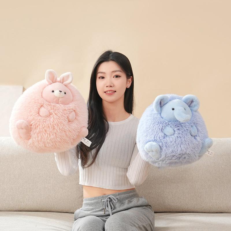 Cute Round Ball Animal Cat Elephant Doll Plush Toy Fat Bunny Doll Children Soothing Rag Doll