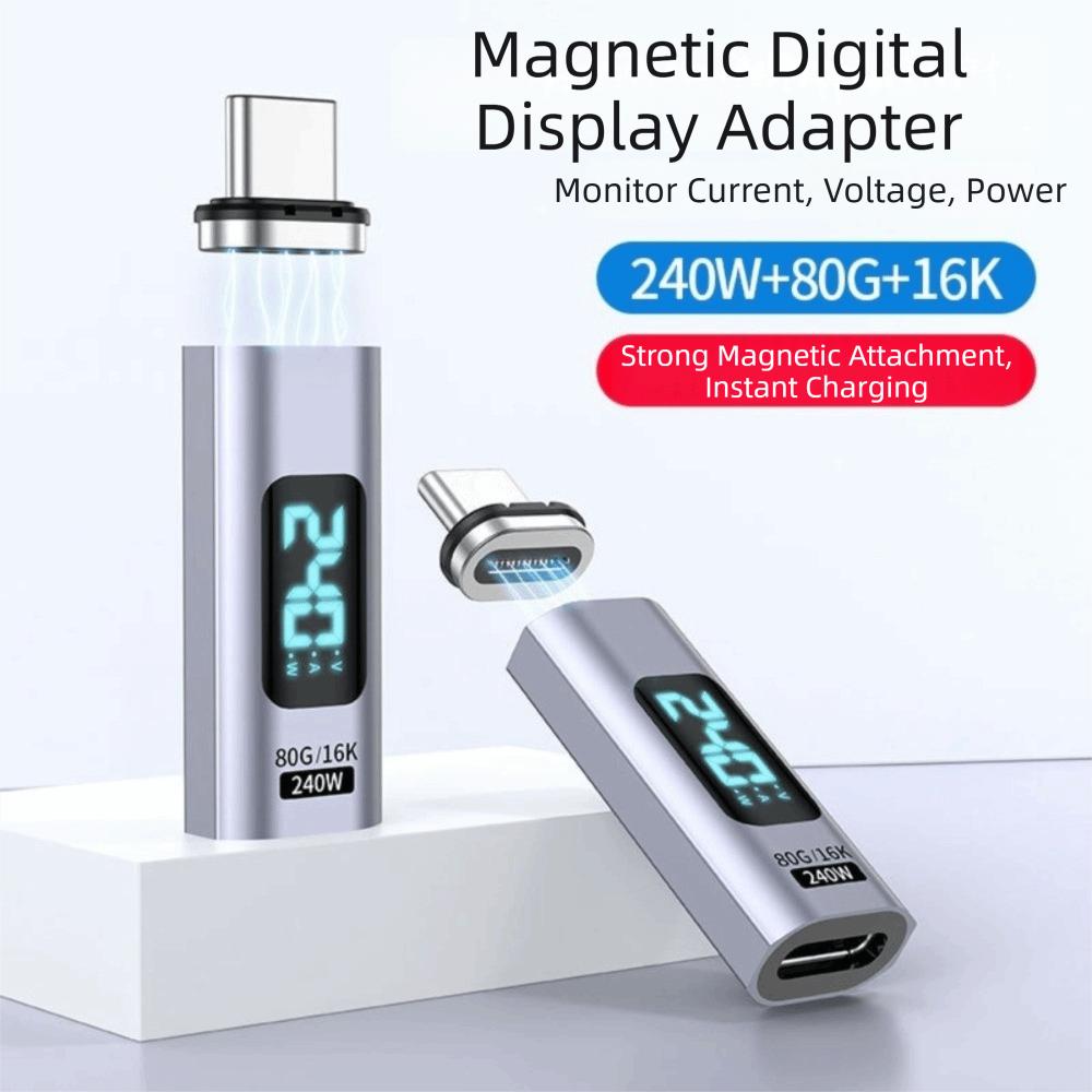 80Gbps Magnetic Adapter 240W Fast Charging Adapter Cable Type C Adapter  Magnet Charge