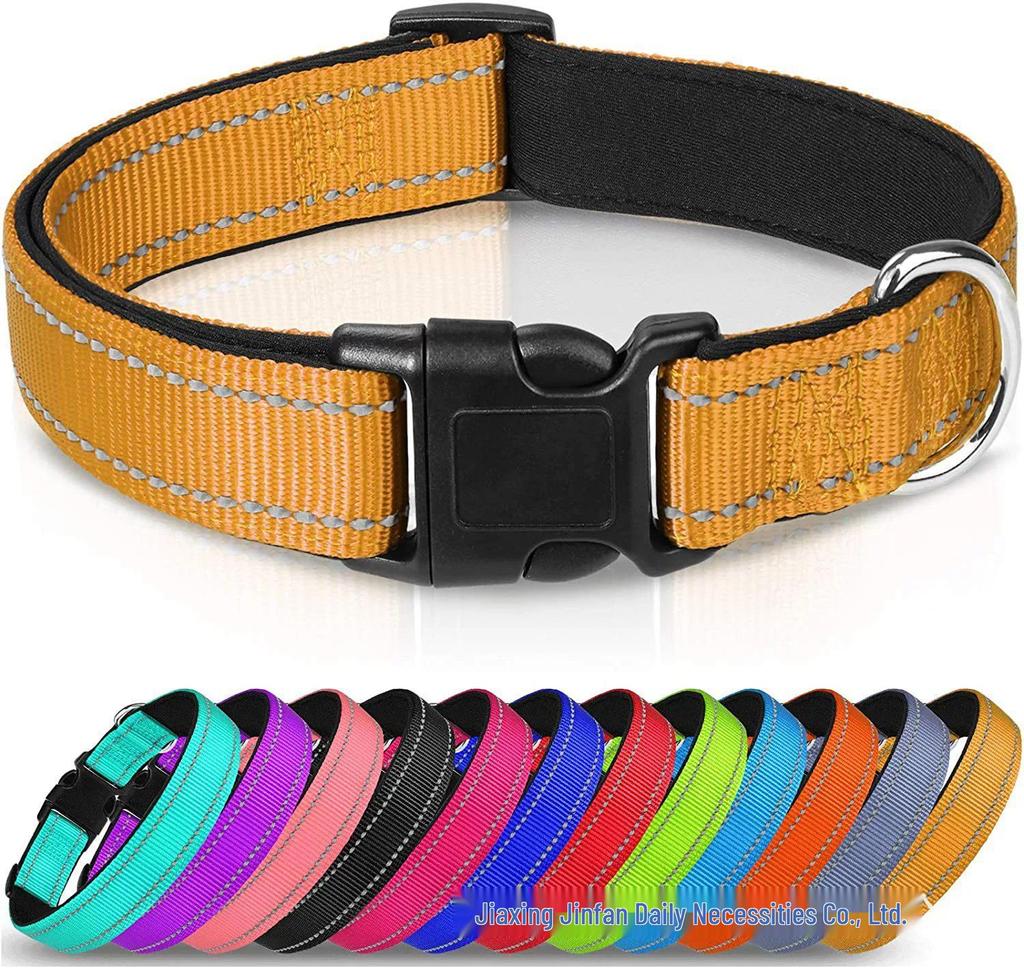 Ensemble Collier et Laisse pour Chien en Nylon Réfléchissant Réglable et Respirant - Taille Moyenne
