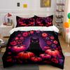 Halloween Cat Pumpkin Decor Soft Comfortable Duvet Cover Bedding Set Included 1*Duvet Cover & 2*Pillowcases, Gift