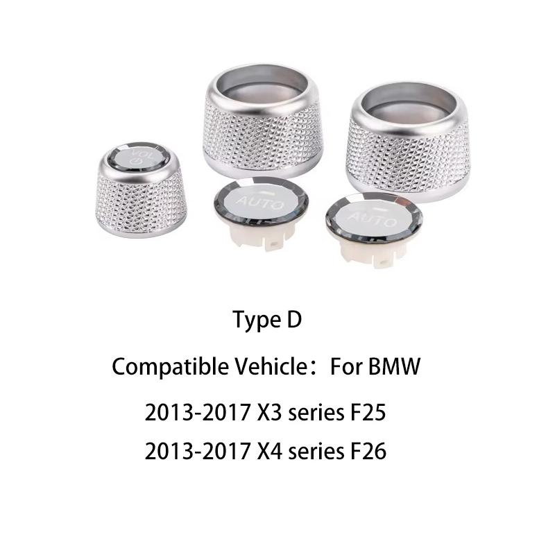 Premium Crystal Volume & AC Knob Covers for BMW F30 F10 F25 F15 F02 G30 G01 G02 Interior Air Conditioning Control Knob Button