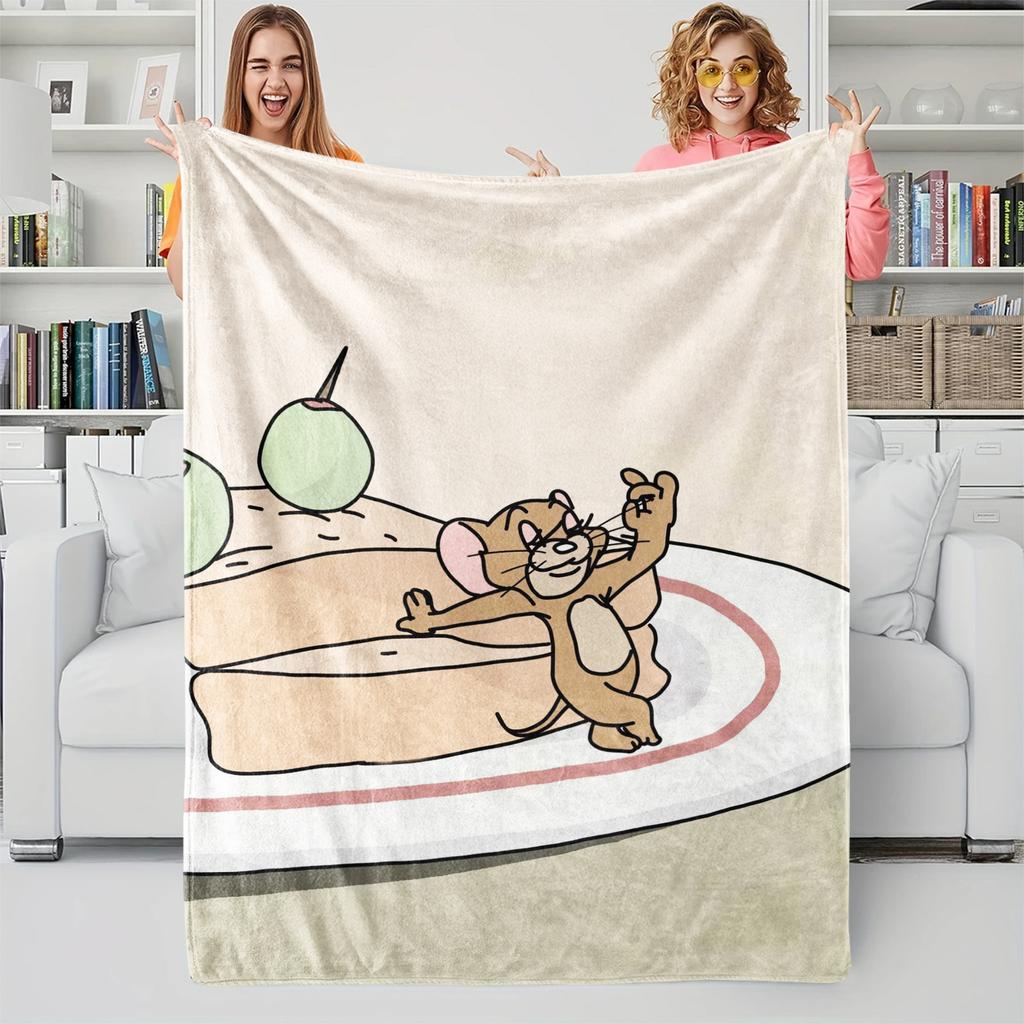Coperta Classica Tom & Jerry Cartone Animato Tom e Jerry Stampata Flanella Plaid per Casa Tempo Libero Campeggio Viaggio Regalo di Festa per Bambini