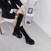 Mode Winter Erhöht Absatz Damen Stiefeletten Dicke Sohle Keilabsatz 13cm Hoher Absatz Plateau Schuhe Schwarz Hohe Stiefel Damen