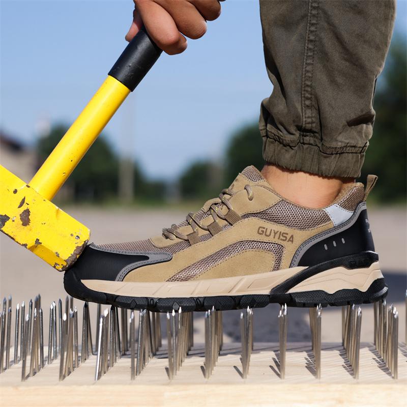 Men Fashion Labor Protection Shoes Anti Smashing Anti Piercing Steel Toe Wear-resistant Wear-resistant Lightweight Male Boots
