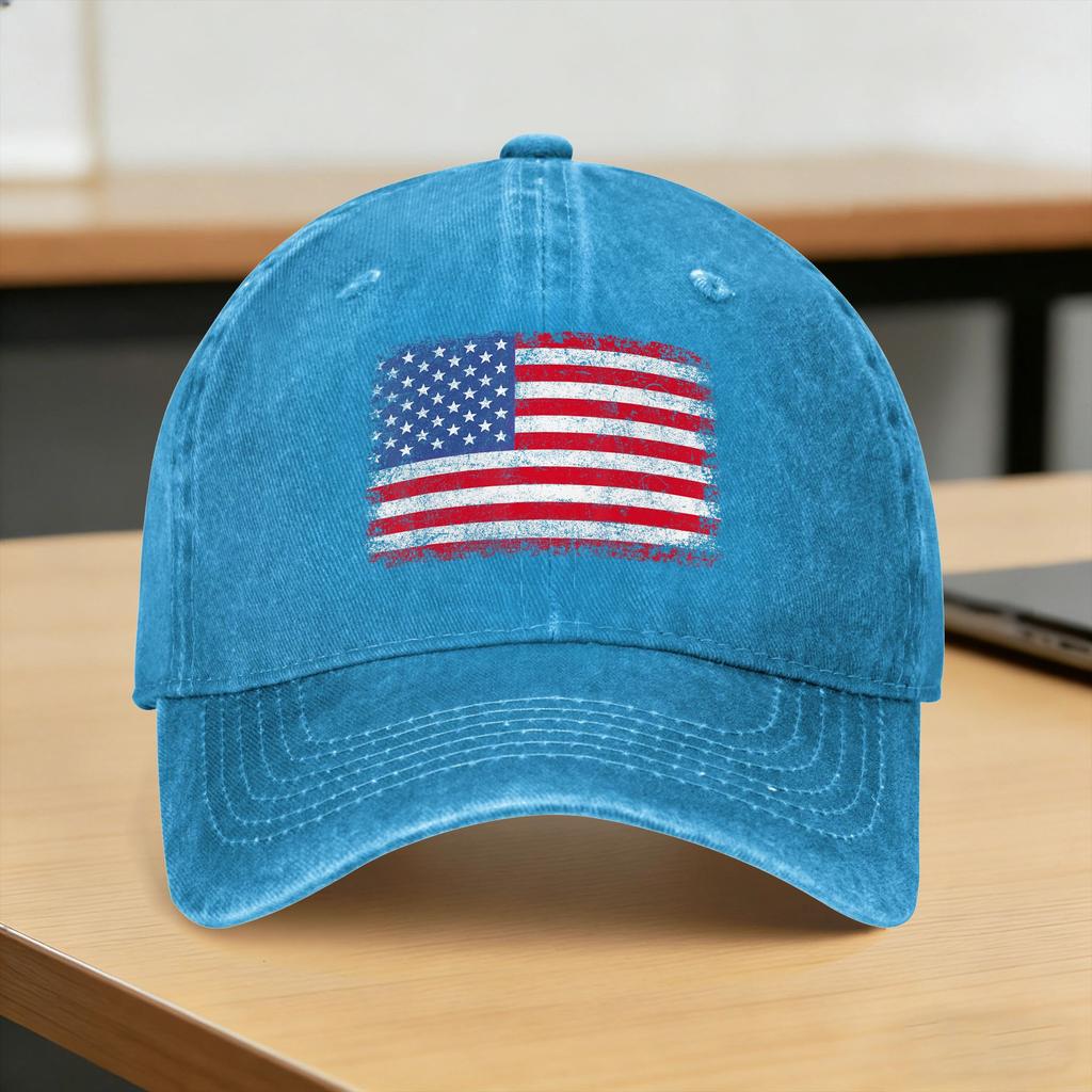 Patriotic USA Flag Th of July Washed Baseball Cap Fitted Retro Sun Trucker Hat Spring Women Unisex Running Hippie Baseball Caps